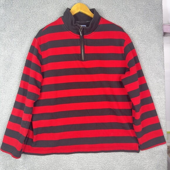 Pacer Sweatshirt Mens 1/4 Zip Red Black Striped Extra Large XL Long Sleeve - Picture 12 of 12
